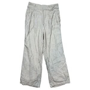 Abercrombie & Fitch Women's Tan Ivory Stripe Linen-Blend Pants Size Medium